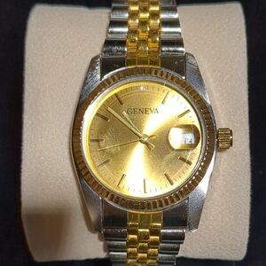 Geneva Men's Two-Tone Gold Dial Watch